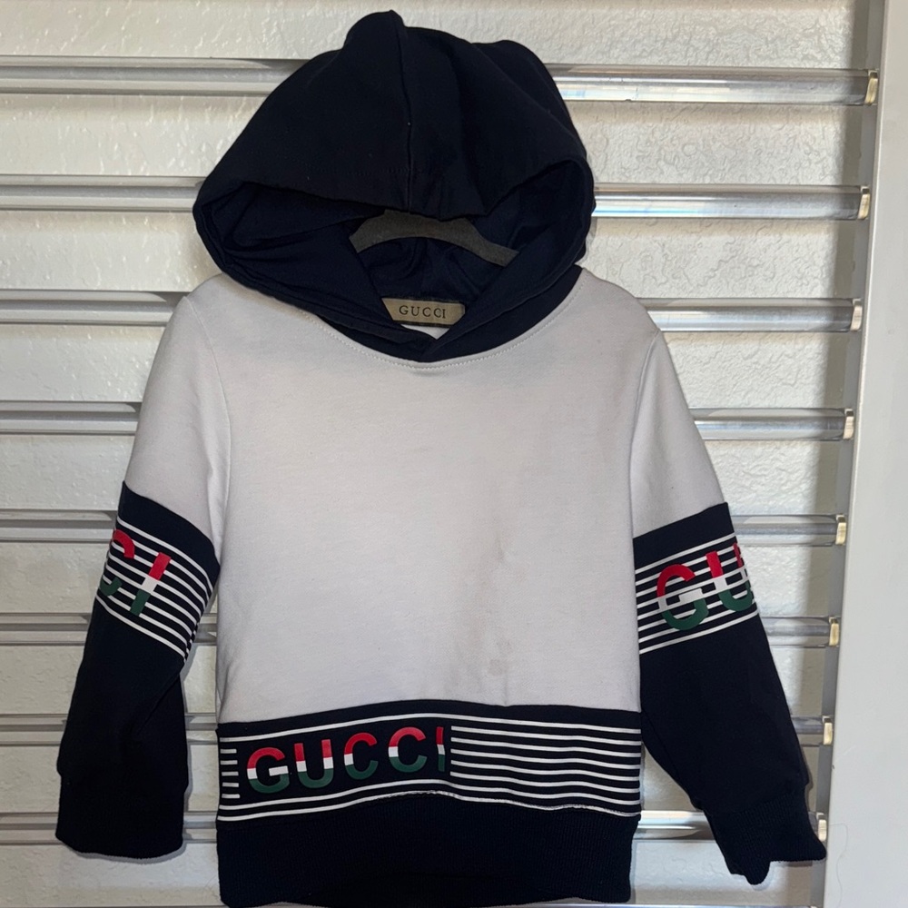 Gucci Navy and White Striped Hoodie